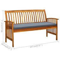 Tuinbank met kussen 147 cm massief acaciahout - thumbnail