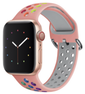 Siliconen sportband met gesp - Roze + Multicolor - Geschikt voor Apple Watch 38mm / 40mm / 41mm / 42mm - thumbnail