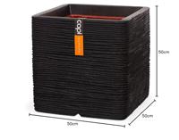 Capi nature rib nl kunststof plantenbak 50x50x50 cm zwart - thumbnail