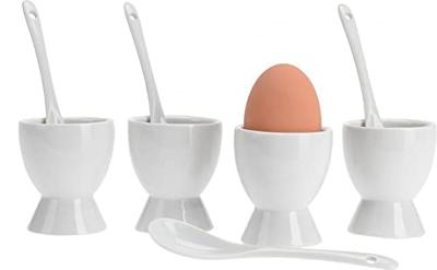 Excellent Houseware porseleinen eierdopset 8-delig wit