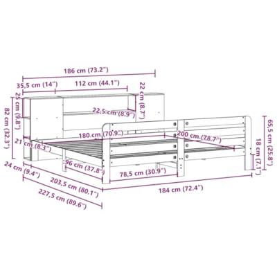Bedframe zonder matras massief grenenhout wit 180x200 cm