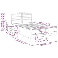 Bedframe met hoofdeinde Beton Grijs 135 x 190 cm Bewerkt hout - thumbnail
