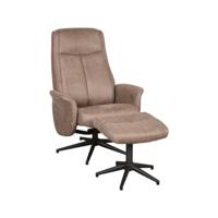 LABEL51 Fauteuil Bergen - Taupe - Micro Suede - Incl. Hocker - thumbnail