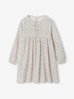 Jurk van katoenen gaas met sierstrikken ecru - thumbnail