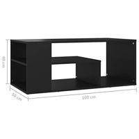 Salontafel 100x50x40 cm bewerkt hout zwart - thumbnail