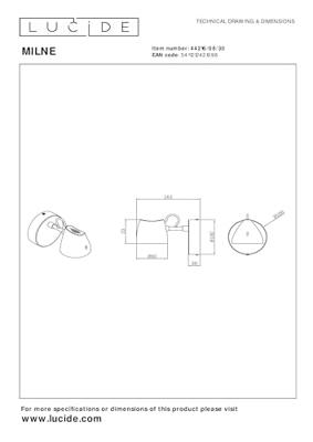 Lucide MILNE - Wandlamp - LED Dimb. - 1x8W 2700K - Zwart Lucide MILNE - Wandlamp - LED Dimb. - 1x8W 2700K - Zwart