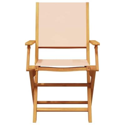 Tuinstoelen 2 st massief acaciahout en stof beige - thumbnail