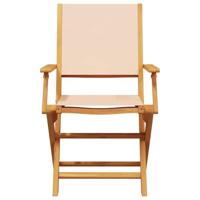 Tuinstoelen 2 st massief acaciahout en stof beige - thumbnail