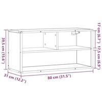 Tv-meubel 80x31x39,5cm bewerkt hout metaal gerookt eikenkleurig - thumbnail