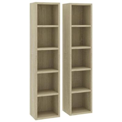VidaXL Cd-kasten 2 st 21x16x93,5 spaanplaat sonoma eikenkleurig VidaXL Cd-kasten 2 st 21x16x93,5 spaanplaat sonoma eikenkleurig