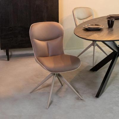 LABEL51 Eetkamerstoel Thorben - Bruin - Microfiber - Taupe Frame