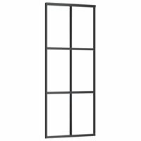 Schuifdeur met beslagset 76x205 cm ESG glas zwart - thumbnail