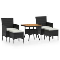 5-delige Tuinset poly rattan en massief acaciahout zwart - thumbnail