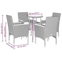 5-delige Tuinset met kussens poly rattan en glas beige - thumbnail