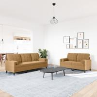 2-delige Loungeset met kussens en bolsters fluweel bruin - thumbnail