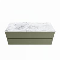MONDIAZ VICA-DLUX 130cm badmeubel onderkast Army 4 lades. Inbouw wastafel CLOUD links zonder kraangat, kleur Glace. - thumbnail