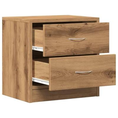 Nachtkastje 40x30x40 cm bewerkt hout artisanaal eikenkleurig