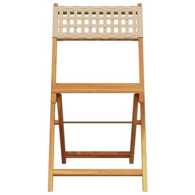 Bistrostoelen 2 st massief acaciahout en poly rattan beige
