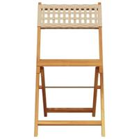 Bistrostoelen 2 st massief acaciahout en poly rattan beige - thumbnail