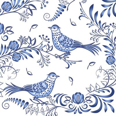 Duni servetten porcelain bird 33x33cm