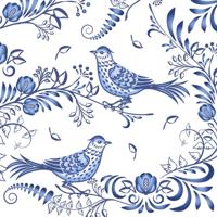Duni servetten porcelain bird 33x33cm - thumbnail