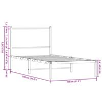 Bedframe zonder matras metaal bruin eikenkleurig 107x203 cm - thumbnail