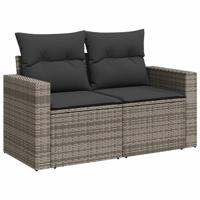 6-delige Loungeset met kussens poly rattan grijs - thumbnail