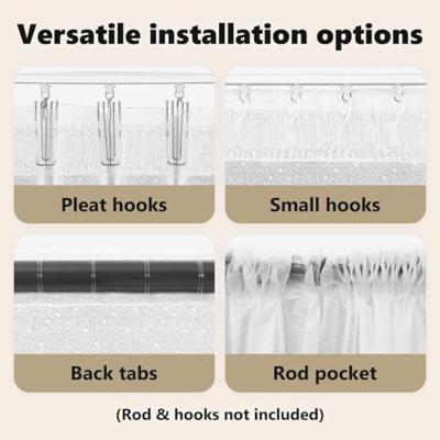 VidaXL Kantgordijn met gordijnen bloemen wit 120 x 150 cm polyester