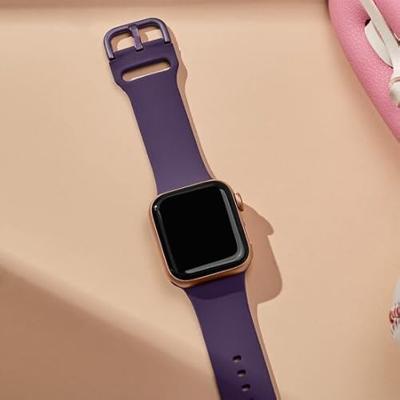 Soft siliconen bandje met gespsluiting - Donkerpaars - Geschikt voor Apple Watch 38mm / 40mm / 41mm / 42mm
