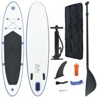 Stand Up Paddleboardset opblaasbaar blauw en wit - thumbnail