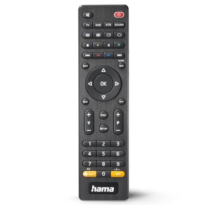 Hama Universele afstandsbediening TV, voor 4 apparaten (infrarood, slimme knop, 10 m bereik, ideaal bijvoorbeeld voor tv, dvd-speler, videorecorder, ontvanger, set top boxen, voorgeprogrammeerd) zwart