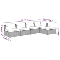 5-delige Loungeset met kussens poly rattan bruin - thumbnail