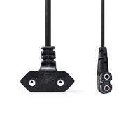 Nedis Stroomkabel | Euro Male | IEC-320-C7 | Gehoekt | Links Gehoekt | Vernikkeld | 3.00 m | Plat | PVC | Zwart | Label - CEGL11055BK30 - thumbnail