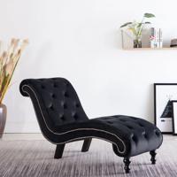Chaise longue fluweel zwart - thumbnail