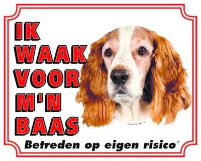 Welsh Springer Spaniel Waakbord - Ik waak voor mijn Baas Welsh Springer Spaniel Waakbord - Ik waak voor mijn Baas