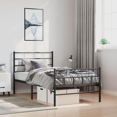 Bedframe met hoofd- en voeteneinde metaal zwart 100x190 cm
