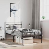 Bedframe met hoofd- en voeteneinde metaal zwart 100x190 cm - thumbnail