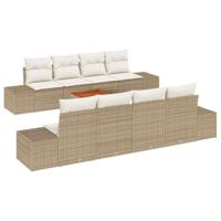 Tuinbankenset met kussen 9 pcs Beige poly rattan - thumbnail