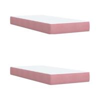 Boxspring met matras fluweel roze 200x200 cm - thumbnail