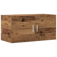 Wandkast 80x39x40 cm bewerkt hout oud houtkleurig - thumbnail