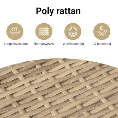 7-delige Loungeset met kussens poly rattan beige - thumbnail