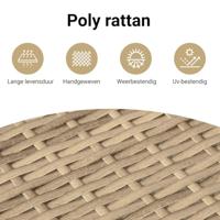 7-delige Loungeset met kussens poly rattan beige - thumbnail