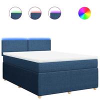 Boxspring met matras stof blauw 140x190 cm - thumbnail