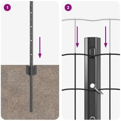 VidaXL Hek met paal grijs 0,8 x 10 m staal en pvc