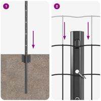 VidaXL Hek met paal grijs 0,8 x 10 m staal en pvc - thumbnail