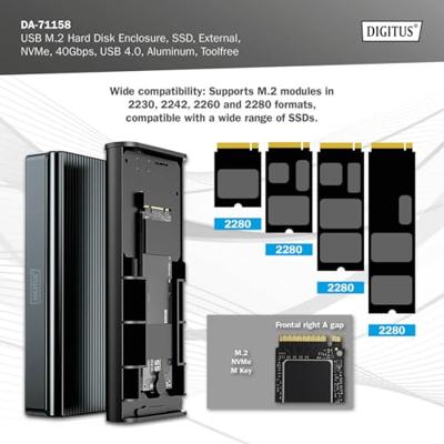 Digitus DA-71158 behuizing voor opslagstations SDD-behuizing Grijs M.2 - thumbnail