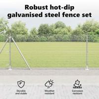 VidaXL Afrasteringspaal zilver 10 x 0,8 m (19 x 19 mm gaas) staal - thumbnail