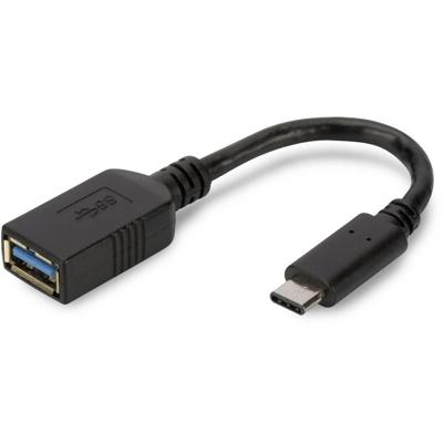 Digitus USB 3.2 Gen 1 (USB 3.0) Adapter [1x USB 3.2 Gen 1 bus A (USB 3.0) - 1x USB 3.2 Gen 1 stekker C (USB 3.0)] AK-300315-001-S 0.15 m Rond, Stekker past op