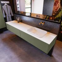 Mondiaz Erin Badkamermeubelset - 200cm - 2 Lades - RIDGE Wastafel Rechts - Talc - 0 Kraangaten - Greeploos - Mat Army - thumbnail