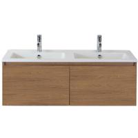 Frozen Badmeubelset 120 cm - Greeplijst in Kleur - Honey - Keramische Wastafel Wit Dubbel 2 Kraangaten - thumbnail